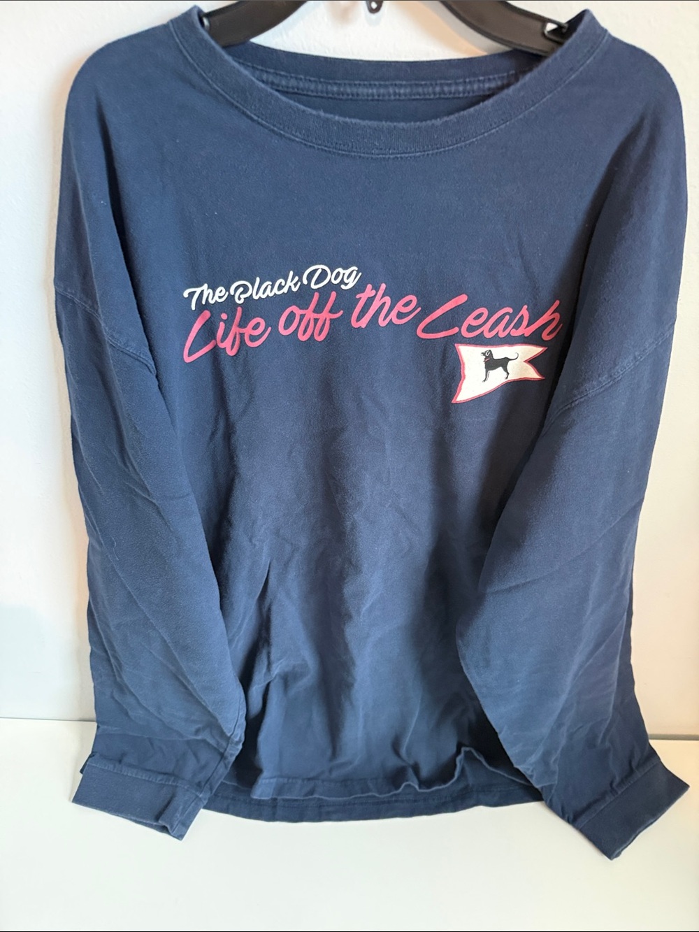 The Black Dog Navy Ling Sleeve Shirt with ‘Life Off the Leash' Logo